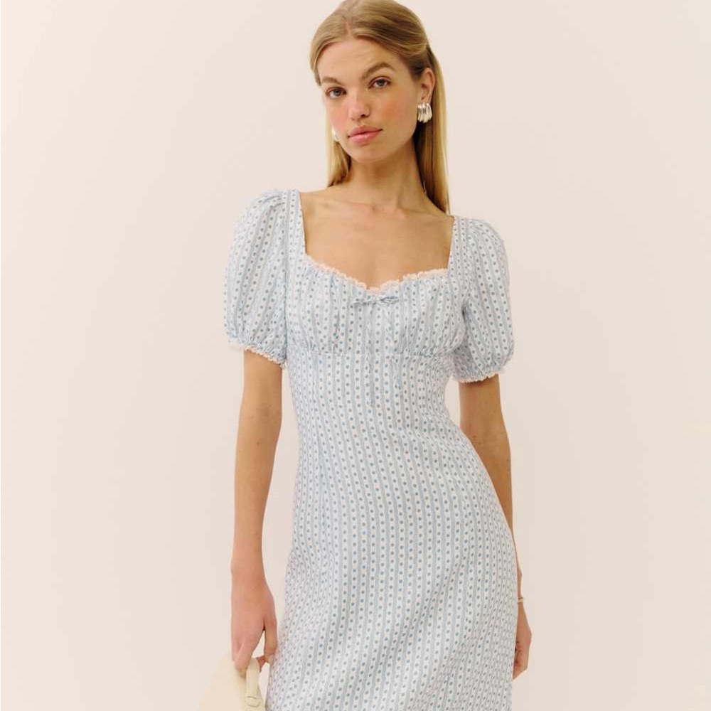 Reformation Cherise Linen Dress Ivory - Size 4